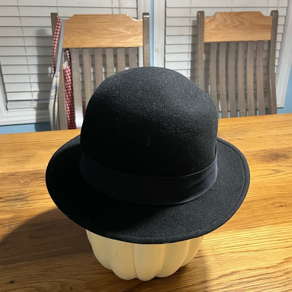 Inti Black Derby/Bowler Wool Felt Water-Repellent Hat Size Medium - Picture 9 of 9